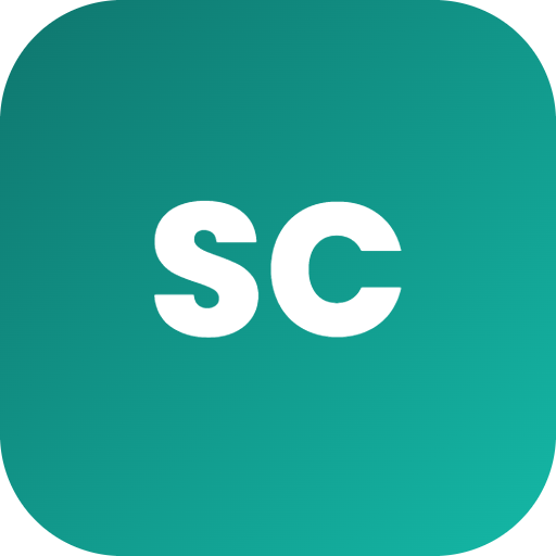 Example PNG exported from the Shape Cat brand kit: white SC initials on a teal rounded square
